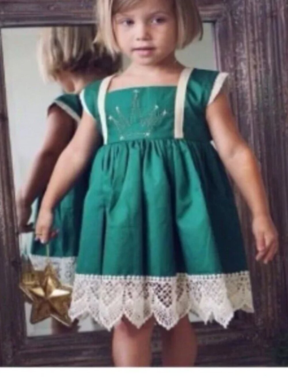 Well Dressed Wolf Emerald Green King is Born Crown Dress 4T